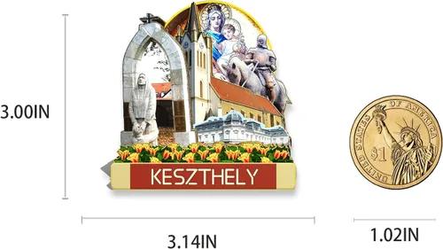 Miniatura 3 de Imán de madera para nevera Hungría Keszthely Monumentos 3D de viaje coleccionables, decoración hecha a mano
