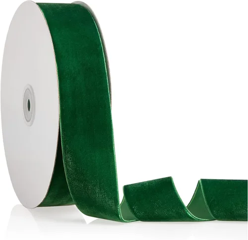 Cinta de terciopelo verde esmeralda de 1.5 pulgadas x 20 yardas para decoración de coronas de árbol de Navidad, manualidades, manualidades, adornos