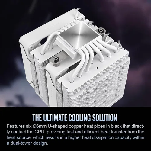 Miniatura 5 de Thermaltake Enfriador de CPU ASTRIA 600 ARGB; 6 tubos de calor de cobre; ventiladores PWM de 0.079 x 4.724 in; 500 ~ 1800 RPM; Torre dual