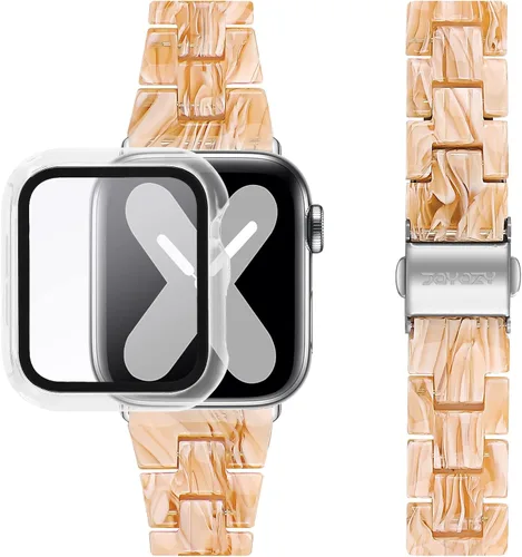 Miniatura 7 de JOYOZY Correa de resina de moda compatible con Apple Watch 9/8/7/6/5/4/3/2/1, correa iWatch con hebilla de acero inoxidable para Apple Watch