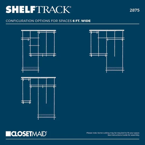 Miniatura 5 de ClosetMaid ShelfTrack - Sistema organizador de alambre para armario, ajustable de 5 a 8 pies, con estantes, barras de ropa, estante para zapatos