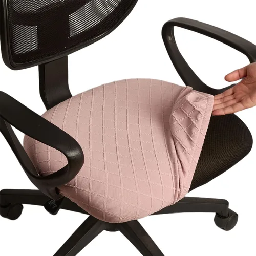 Miniatura 32 de Melaluxe Funda para silla de oficina de jacquard elástico, extraíble y lavable, funda de asiento giratoria para silla de escritorio, color negro