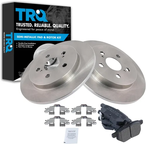 Miniatura 11 de TRQ Juego de pastillas de freno semimetálicas traseras y rotores compatibles con Chevrolet Trailblazer 02-06 Trailblazer EXT 04-06 SSR 02-07 GMC