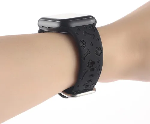Miniatura 6 de Correa de silicona grabada con diseño de pata de perro compatible con Apple Watch 38 40 1.614 in 42 44 45 46 1.929 in para mujeres y hombres, correa