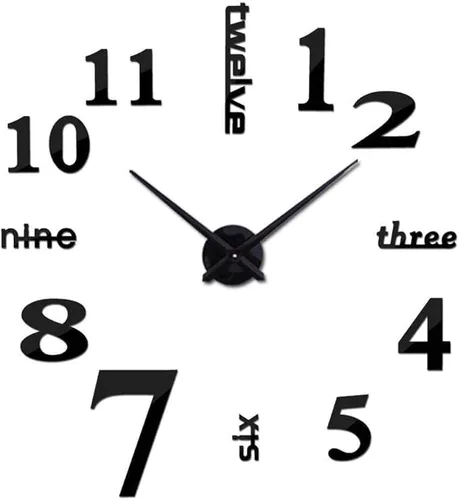 Timelike Reloj de pared grande para bricolaje, moderno reloj de pared 3D sin marco con números de espejo, calcomanías para el hogar, oficina, sala