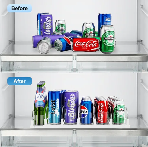 Miniatura 7 de Dayacoco Organizador de bebidas, dispensador de bebidas de refrescos para refrigerador, organizador de bebidas para nevera, 12 onzas, 16 onzas, 20