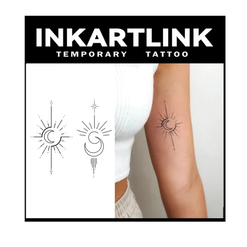 Miniatura 6 de INKARTLINK Tattoo Tech, 2 hojas de tatuaje semipermanente mediano, tatuajes temporales de diseño artístico para adultos, dura 1-2 semanas