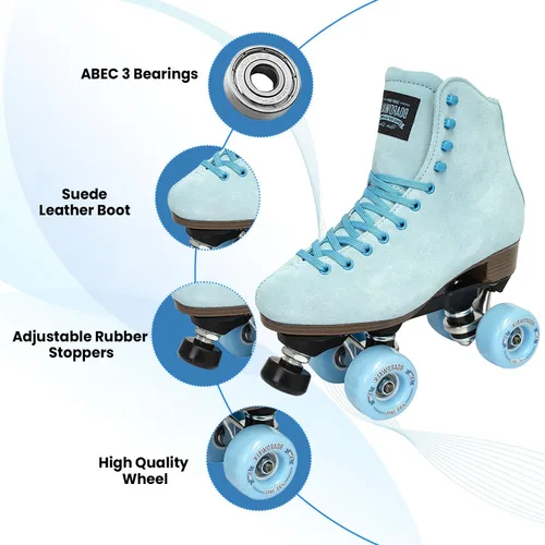 Miniatura 3 de Sure-Grip Boardwalk - Patines de ruedas unisex para exteriores con botas de cuero retro y ruedas 82A Sea Breeze