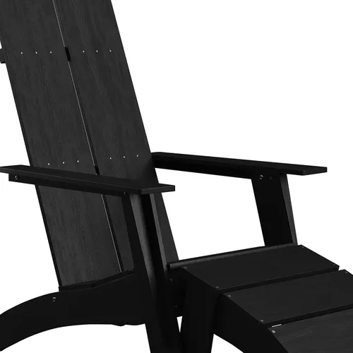 Miniatura 9 de Flash Furniture Sawyer Commercial Adirondack Style - Juego de patio, poliresina negra, resistente a la intemperie