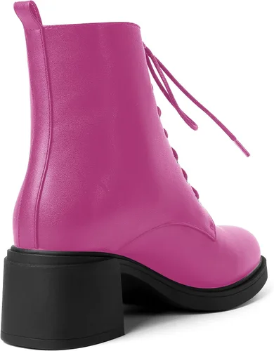 Miniatura 33 de ROSERWISH Botas altas de tacón bajo y grueso para mujer, con cordones, cómodas, modernas, con puntera redonda, de 2.5 pulgadas