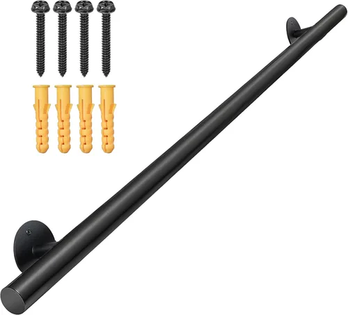 Miniatura 14 de Barandilla de escalera blanca de 4 pies para interiores, barandillas de escalera de tubería de 48 pulgadas para montar en la pared, barandillas