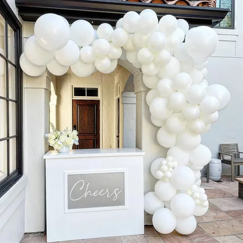 Miniatura 6 de KOMOREBI Globos blancos de 10 pulgadas, 100 globos blancos lisos de látex para cumpleaños, compromiso, boda, baby shower, aniversario, decoración