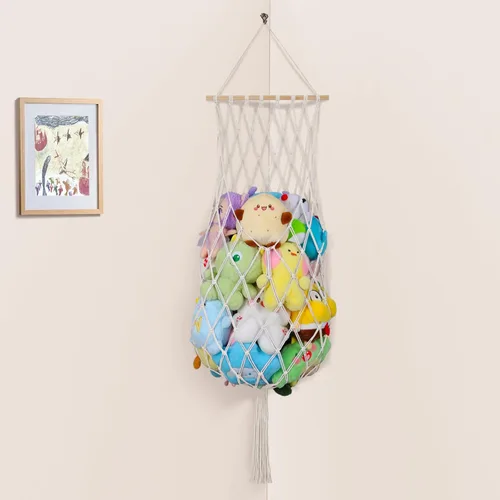 Miniatura 10 de Almacenamiento de animales de peluche jumbo de 63 pulgadas con luz LED de estrella, hamaca de juguete para colgar en la pared del techo sobre