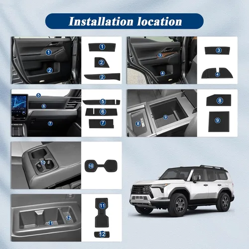 Miniatura 2 de BIBIBO 22 alfombrillas para Lexus GX 550 2024 2025 2025 2025 GX550 (Premium/Lujo/Overtrail), almohadillas de ranura para puerta de automóvil 2024