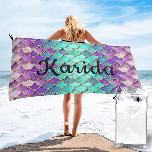 Toallas de playa personalizadas, toalla de playa con nombre personalizado, toalla de baño de microfibra/piscina/playa con un diseño único, secado