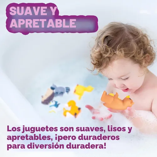 Miniatura 5 de Tub Works® Woodland Animals - Juguetes de baño herméticos para bebé, paquete de 6 unidades, sellados, sin agujeros, diseño de juguetes de baño que