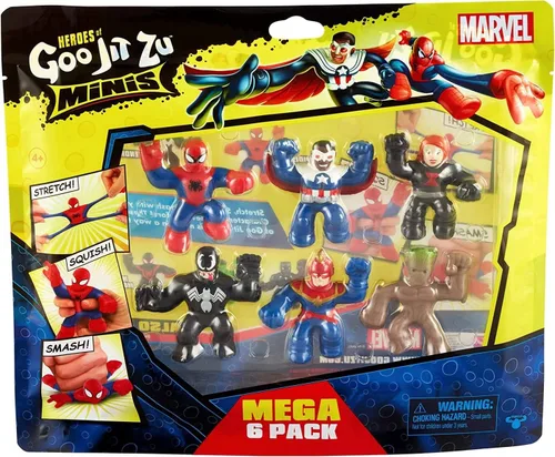 Heroes of Goo Jit Zu Minis Groot, Black Widow, Capitán América, Spider-Man, Venom y Capitán Marvel Figuras MINI Paquete de 6