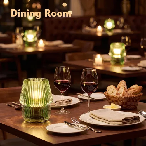 Miniatura 4 de Pequeña Lámpara de Mesa Operada con Pilas con Temporizador, Pequeña Lámpara de Mesa de Vidrio Inalámbrica para Decoración del Hogar, Cocina, Baño