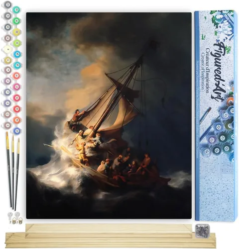 Miniatura 91 de Figured'Art - Juego de pintura por números, lienzo enrollado sin marco, para manualidades, para adultos, 16 x 20 pulgadas, jarrón de peonías