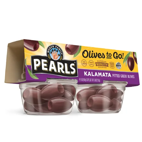 Pearls Olives To Go!, Aceitunas Kalamata sin hueso, 1.4 onzas, 24 tazas