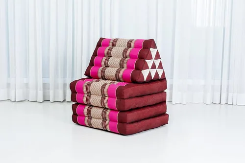 Miniatura 5 de Leewadee Cómodo colchón japonés de suelo, cama tailandesa con cojín triangular, colchón futón, tapete de masaje tailandés extra largo, 89 x 20 Rosa