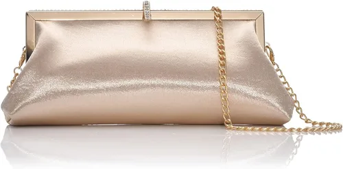 Bolsa de embrague clásica de satén de lujo con elegante bolso cruzado con diamantes de imitación para boda novia graduación graduación