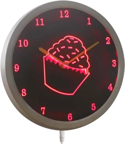 Miniatura 2 de ADVPRO nc1000-b Reloj de pared LED con letrero de neón para cocina, tienda de cupcakes rociados