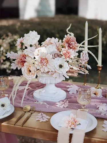 Miniatura 6 de MISSPIN Juego de flores artificiales para bricolaje, ramo de rosas falsas, flores para novia, boda, centro de mesa, decoración de mesa, bohemio
