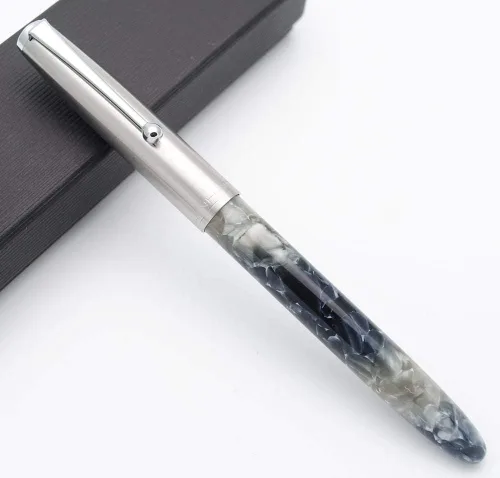 Miniatura 5 de JINHAO 51A Pluma estilográfica acrílica de celuloide con tapa de acero (rojo fluorescente, punta extrafina, 0.015 in)