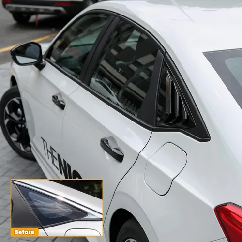 Miniatura 8 de Thenice Persianas triangulares para ventana lateral trasera Civic de 11ª generación, estilo carreras, para Honda Civic Sedan 2022, 2023, 2024, 2025