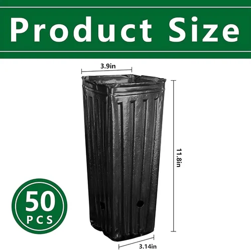 Miniatura 2 de RunNico 50 piezas de macetas de plástico profundas para vivero, macetas de árbol de 30 cm de alto, macetas de contenedor de plántulas negras