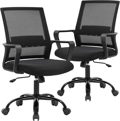 Miniatura 9 de BestOffice Silla giratoria para computadora, soporte lumbar ejecutivo, silla de malla, taburete ajustable para mujeres y hombres (negro)