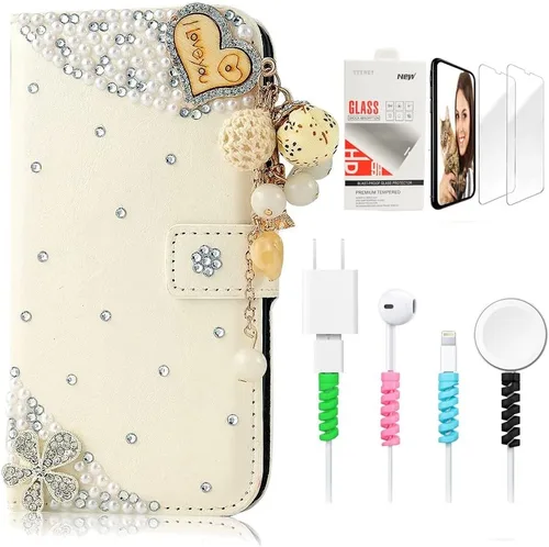 Miniatura 9 de Bling SSBLDwSPCPSeries-15 - Funda de piel con tapa y protector de pantalla y cable