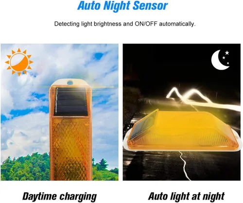 Miniatura 3 de Luz de advertencia estroboscópica solar: Lámpara de advertencia LED sensible de alto brillo impermeable IP65 intermitente faro de barricada Luz Wihte