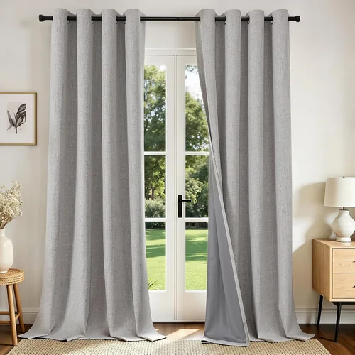 Miniatura 14 de Joydeco Cortinas opacas de 84 pulgadas de largo, 2 paneles burg, cortinas de oscurecimiento de habitación para dormitorio, cortinas térmicas Negro