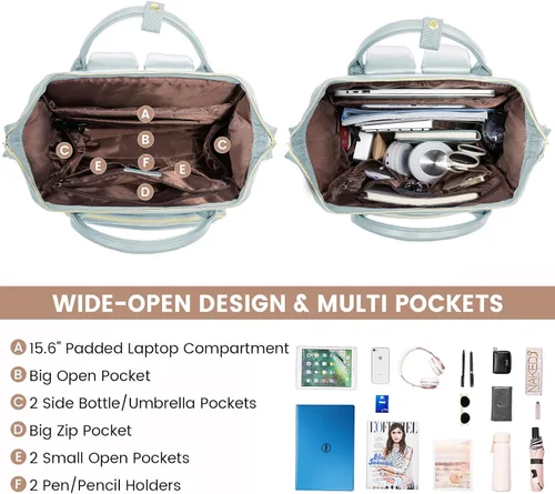 Miniatura 2 de LOVEVOOK - Mochila para laptop para mujer, mochila de moda para mujer.., Rosa Azul, 15,6 pulg., Mochilas de viaje