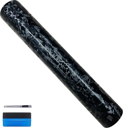 Miniatura 25 de LZLRUN Rollo de Vinilo Negro de Fibra de Carbono Mate Forjado con Liberación de Aire, Lámina Adhesiva, Película para Calcomanía DIY de Automóvil