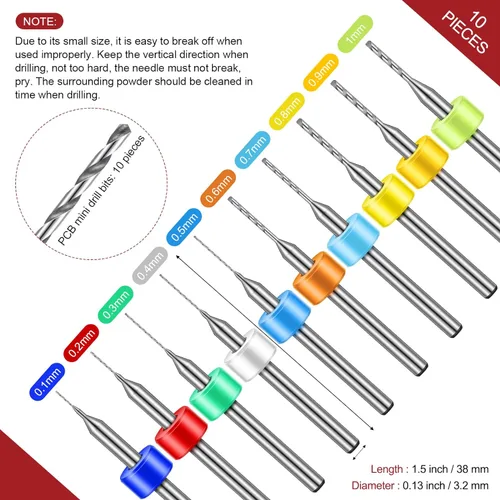 Miniatura 2 de El juego de 59 brocas de mano incluye 49 piezas de taladro de mano de tornillo de metal micro giro y 10 piezas de carburo de tungsteno PCB Negro