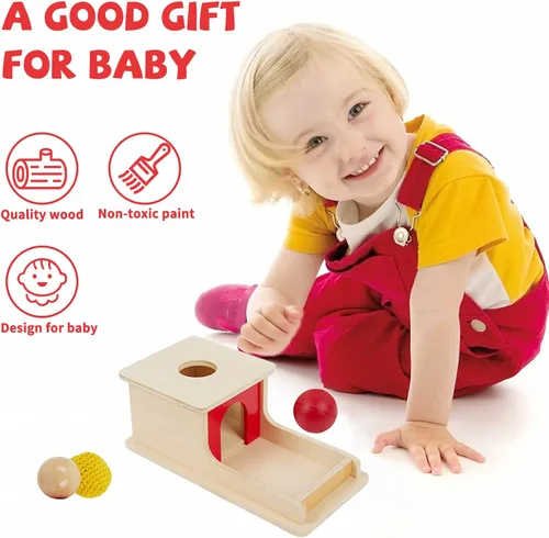 Miniatura 5 de Adena Montessori Juguete de madera para bebés de 6 a 12 meses, 3 bolas, clasificar y apilar, juguete educativo colorido para niños pequeños de 1 a 2