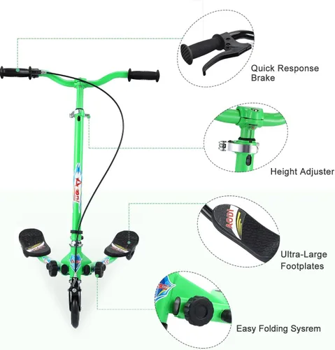 Miniatura 2 de Swing Scooter for Kids, 3 Wheels Foldable Wiggle Kick Scooter Push Drifting with 4 Adjustable Handlebar & 2 Rear LED Wheel for Boys and Girls Ages