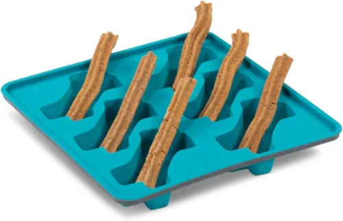 Messy Mutts Molde de silicona enmarcado para paletas | Bandeja de 10 x 10 pulgadas | 6 golosinas fáciles de llenar por bandeja | Líneas de llenado