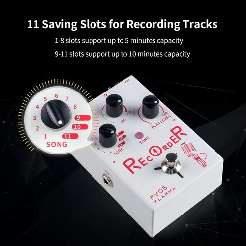 Miniatura 2 de FLAMMA FV05 Procesador de efectos vocales con grabadora de 70 minutos, puerta de ruido y efectos de reverberación para guitarra vocal, looper, pedal