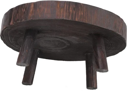 Miniatura 5 de Taburete de madera para plantas, soporte bajo para plantas, soporte redondo para macetas elevadoras, soportes para múltiples plantas, soporte Marrón