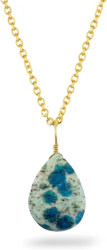 Natural Gemstones Dainty Pendant Necklace, Polished Pear Cabochon Stones, Gold Plated Hypoallergenic Chain, Handmade Boho Jewelry for Women, Healing