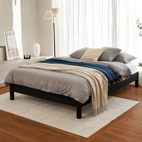 Miniatura 12 de LIFEMENT Marco de Cama de Plataforma de Madera Clásica con Cabecero, Esencial, Sin Ruido, Almacenamiento Bajo la Cama, No Necesita Somier, Fácil