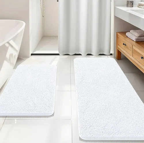 Miniatura 166 de OLANLY Juego de alfombras de baño de 2 piezas, alfombras de baño de chenilla suave y absorbente y alfombra de contorno en forma de U para inodoro