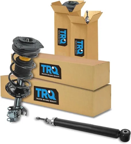 TRQ Conjunto completo de puntal delantero y trasero y kit de amortiguador completo de puntal y resorte helicoidal compatible con Nissan Versa