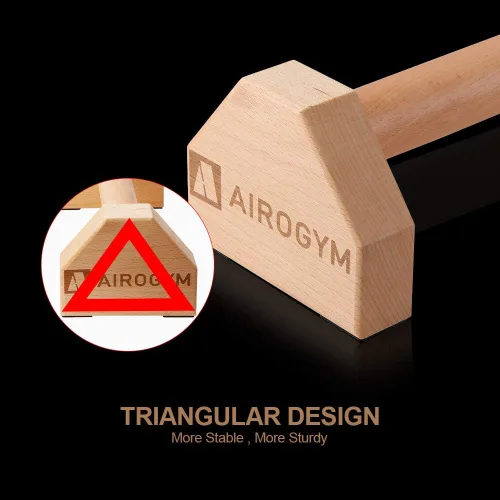 Miniatura 3 de Soporte de flexión, 2 barras de madera para flexiones, base antideslizante, equipo de entrenamiento en casa, 11.8 pulgadas, mango de paraletas