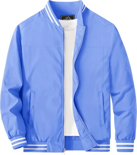 Miniatura 10 de MAGCOMSEN Chaqueta bomber para hombre, ligera, cortavientos, con cremallera, resistente al viento, casual, primavera, otoño, abrigo para golf