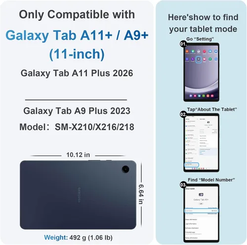 Miniatura 9 de Nitupai Funda para Samsung Galaxy Tab A11 Plus/A11+ 2025 de 11 pulgadas, Galaxy Tab A9+ 2023, funda resistente para tableta Samsung A11+ con soporte